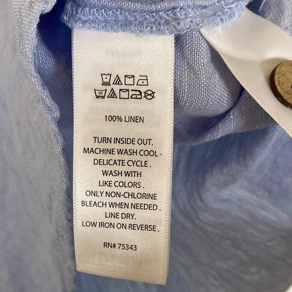 Sigrid Olsen Womens Light Blue Popover Tunic Blouse Shirt Size‎ 2X Linen Classic - Picture 8 of 12